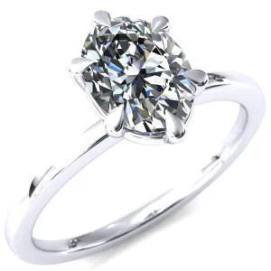 Lyla Oval Center Stone 6 Claw Prong Single Rail Solitaire Ring