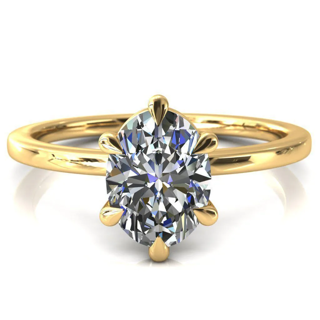 Lyla Oval Center Stone 6 Claw Prong Single Rail Solitaire Ring