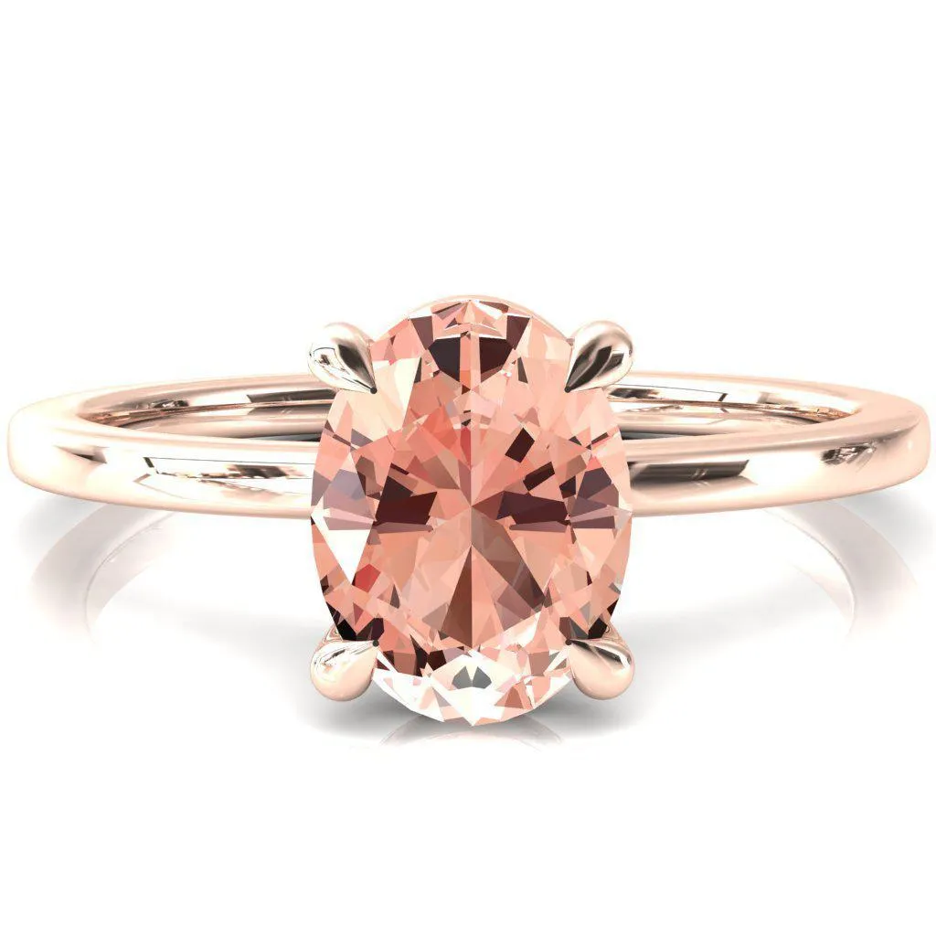 Lyla Oval Champagne Sapphire 4 Claw Prong Single Rail Solitaire Ring
