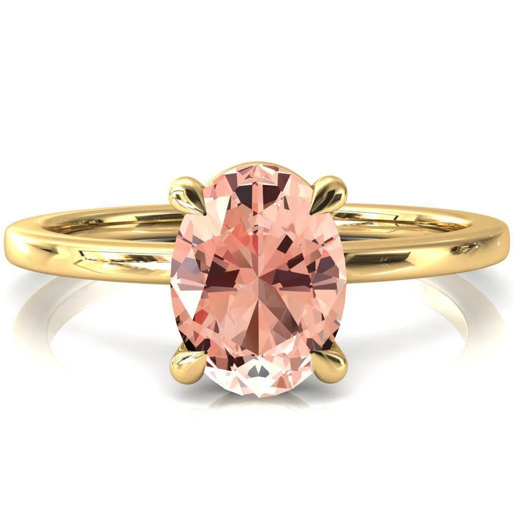 Lyla Oval Champagne Sapphire 4 Claw Prong Single Rail Solitaire Ring