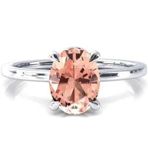 Lyla Oval Champagne Sapphire 4 Claw Prong Single Rail Solitaire Ring