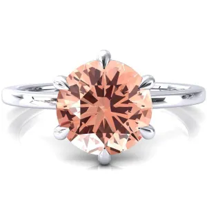 Lyla Round Champagne Sapphire 6 Claw Prong Single Rail Solitaire Ring