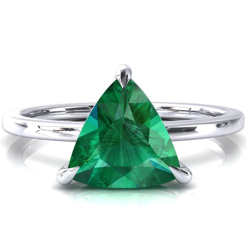 Lyla Trillion Emerald 4 Claw Prong Single Rail Solitaire Ring