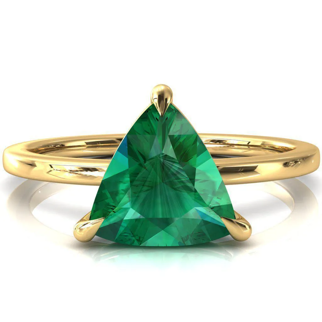 Lyla Trillion Emerald 4 Claw Prong Single Rail Solitaire Ring