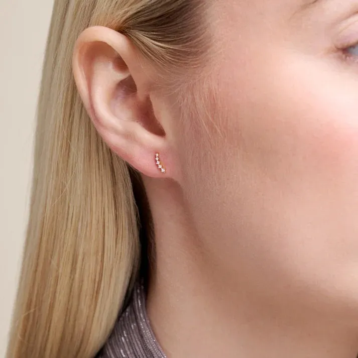 M by Monte Luna LG Diamond Climber Stud Earrings in 18K Yellow Gold/Rhodium Plated Sterling Silver