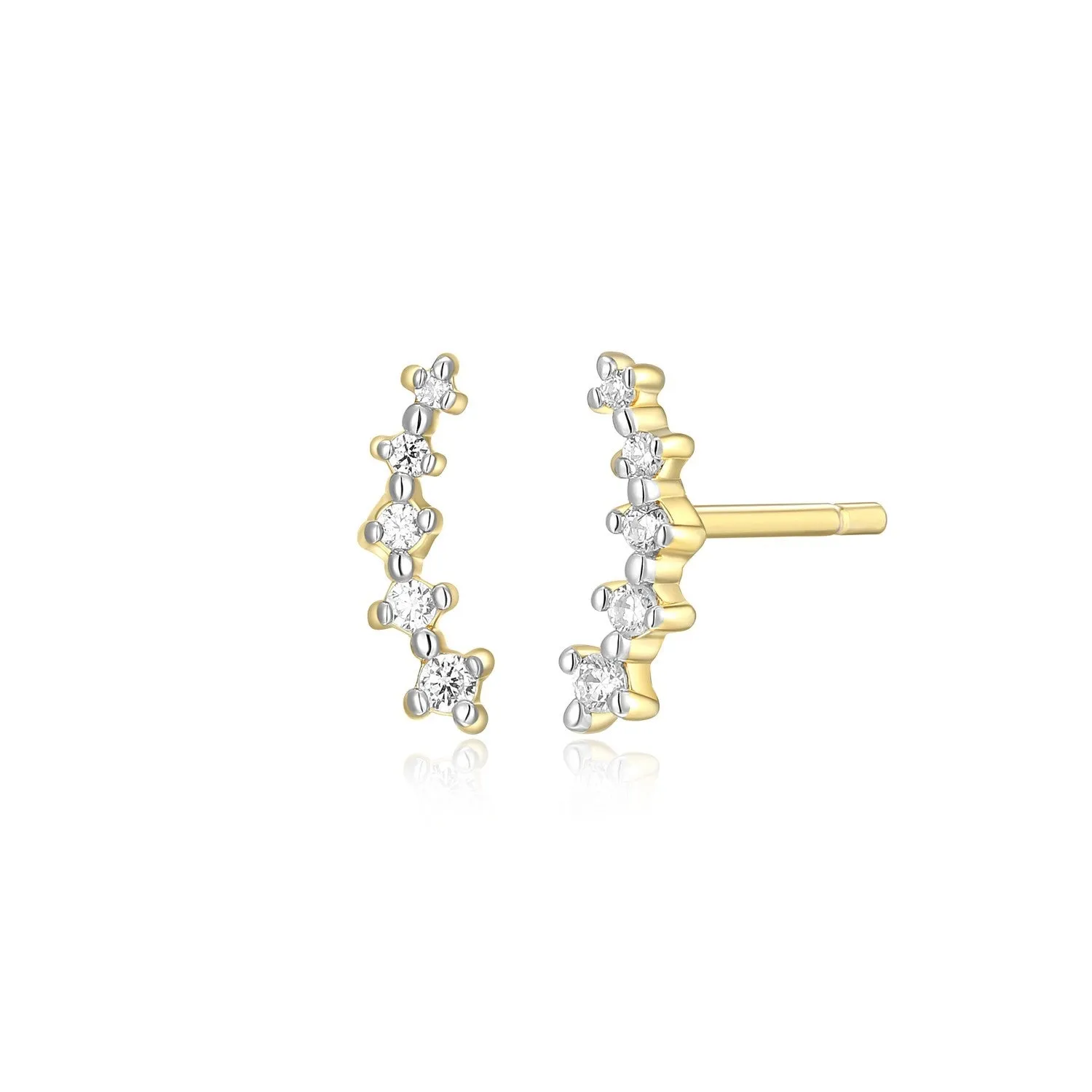 M by Monte Luna LG Diamond Climber Stud Earrings in 18K Yellow Gold/Rhodium Plated Sterling Silver
