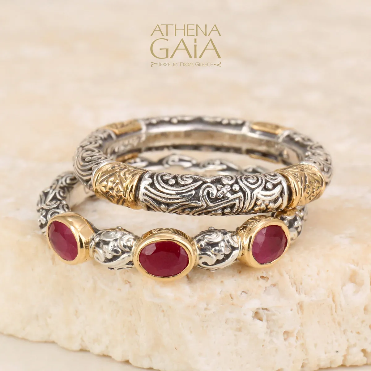 Meadow Breeze Triple Oval Stone Stackable Ring