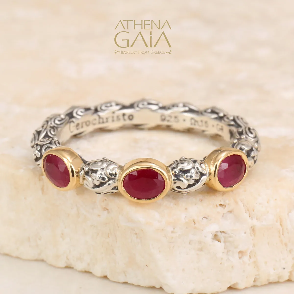 Meadow Breeze Triple Oval Stone Stackable Ring