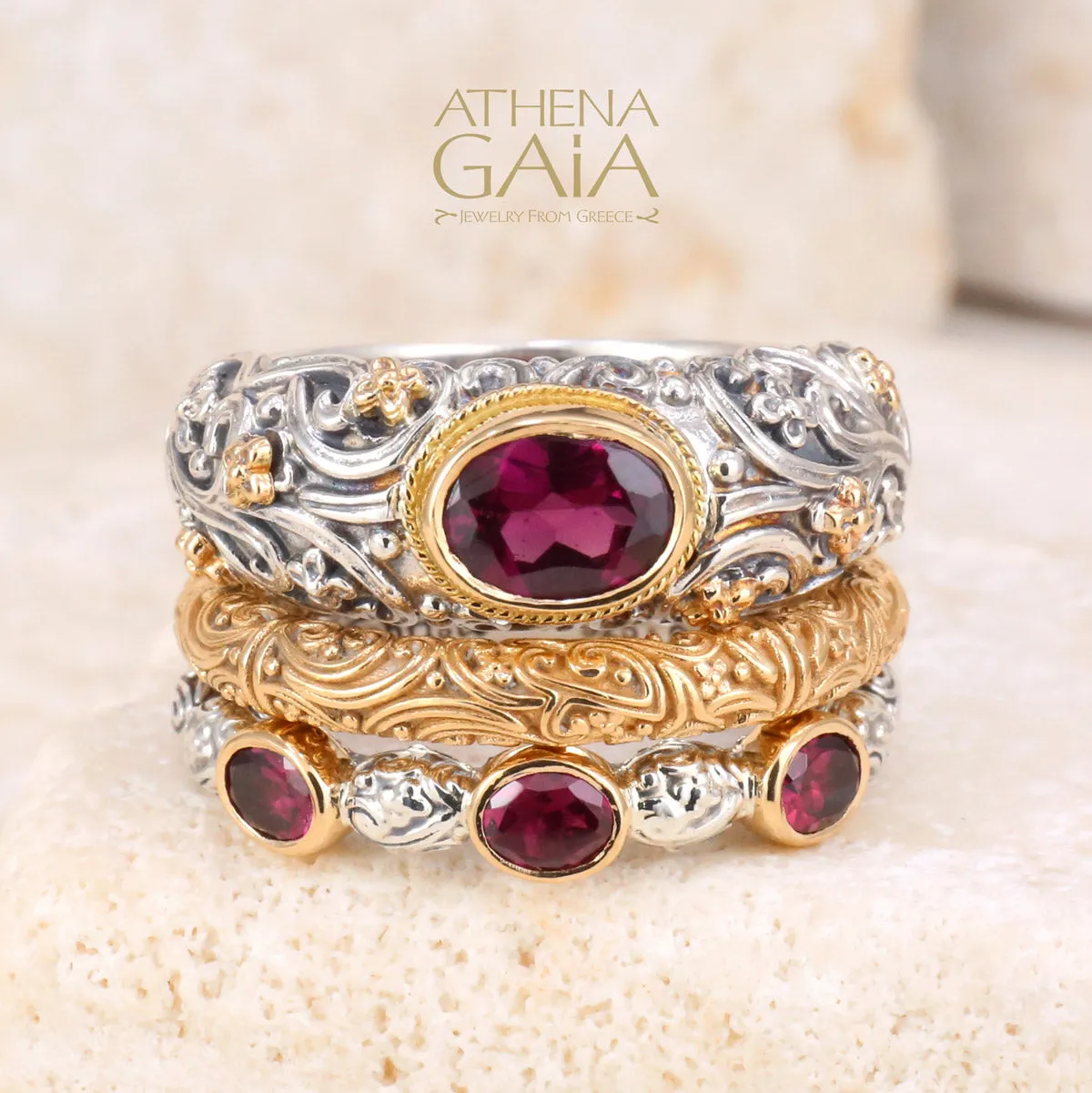 Meadow Breeze Triple Oval Stone Stackable Ring