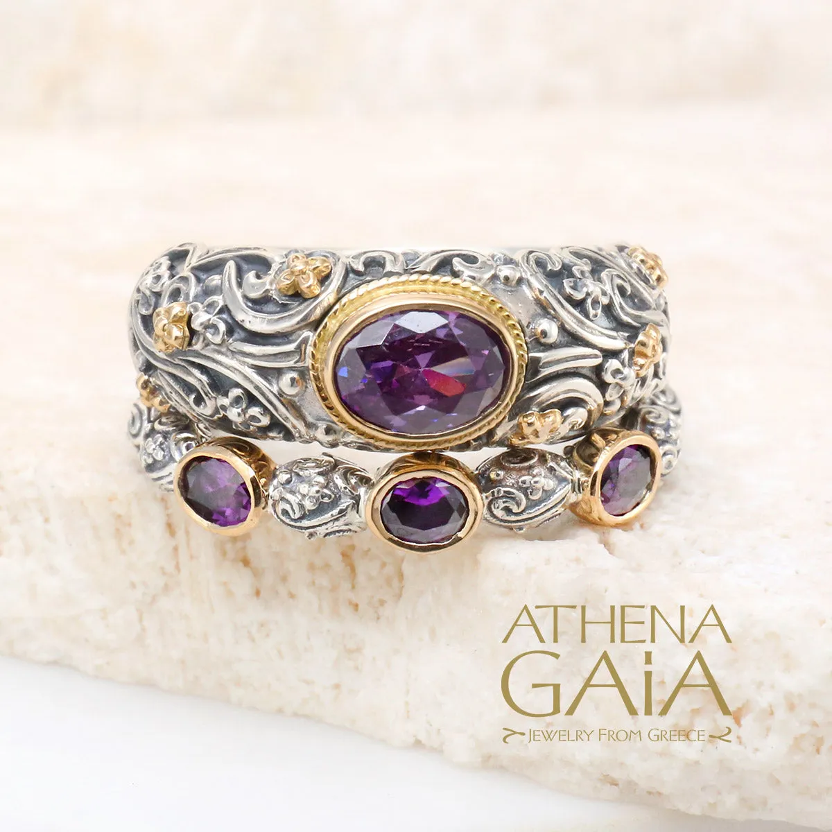 Meadow Breeze Triple Oval Stone Stackable Ring