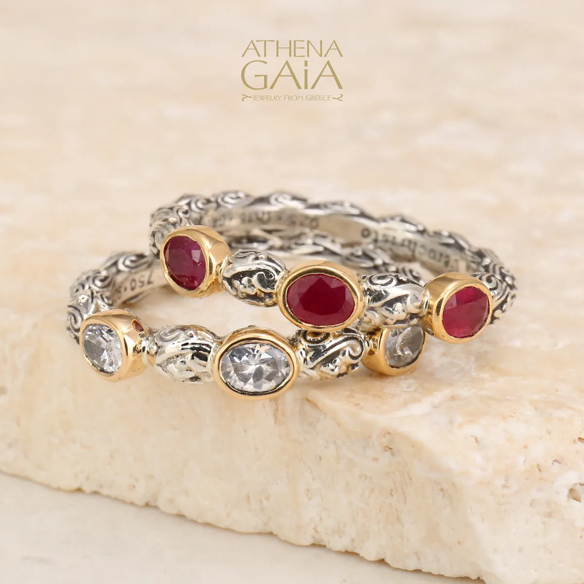 Meadow Breeze Triple Oval Stone Stackable Ring