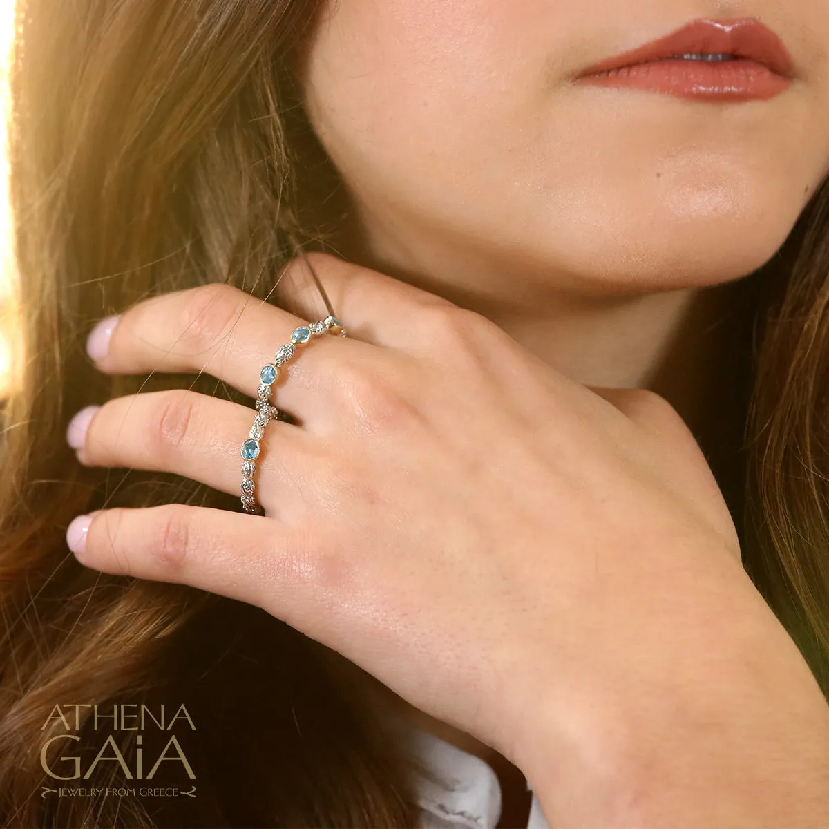 Meadow Breeze Triple Oval Stone Stackable Ring