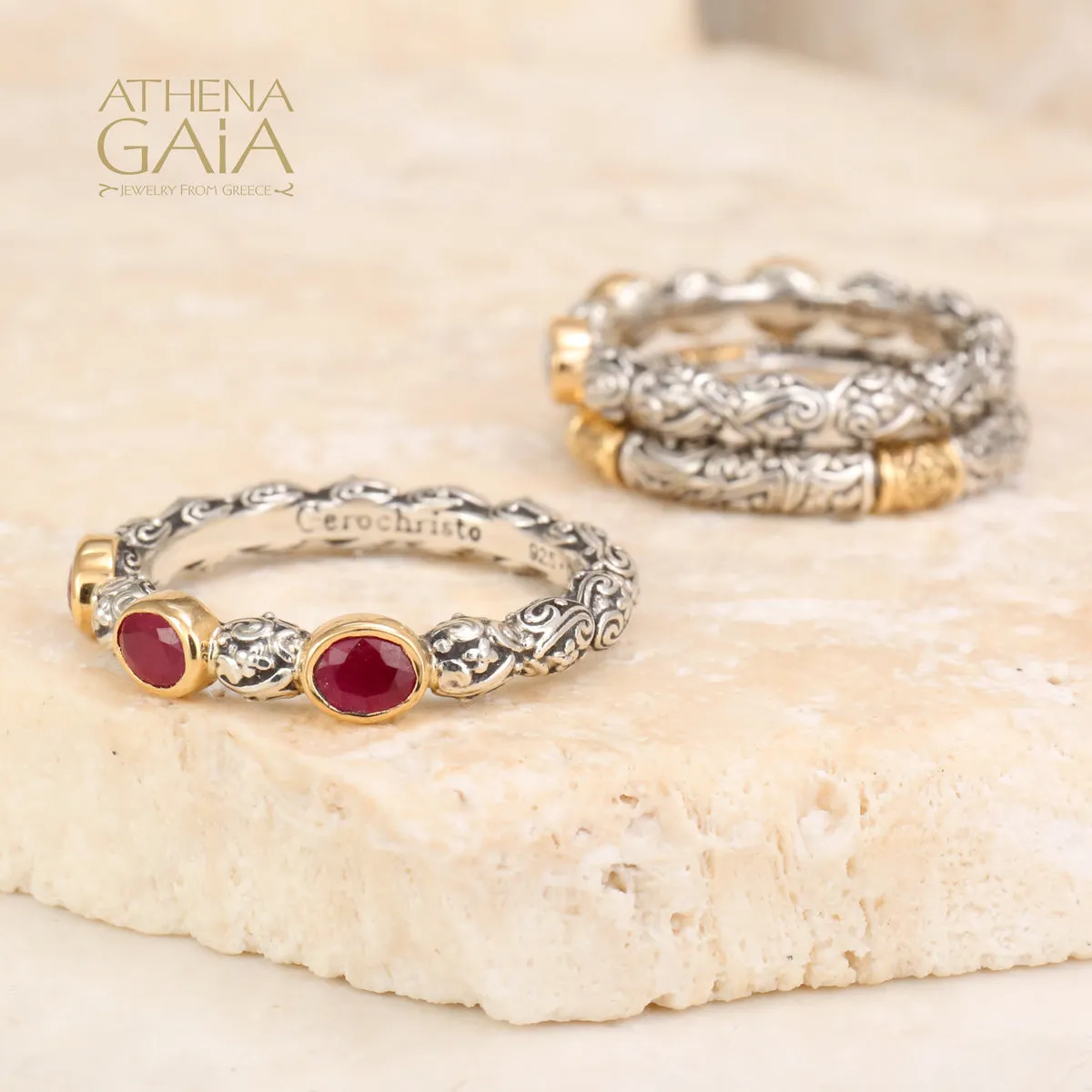 Meadow Breeze Triple Oval Stone Stackable Ring