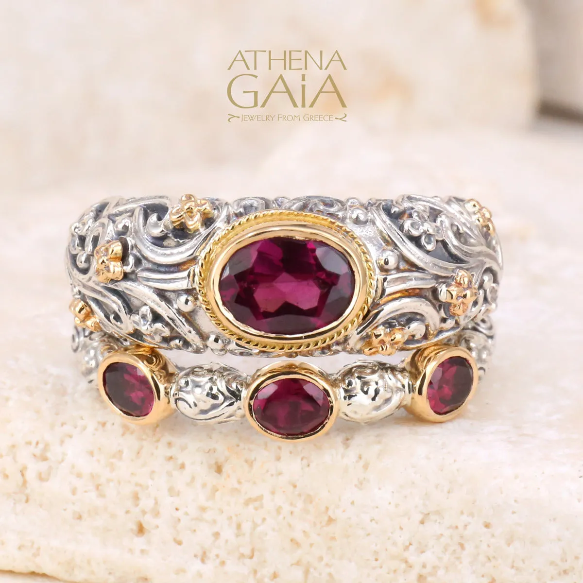Meadow Breeze Triple Oval Stone Stackable Ring