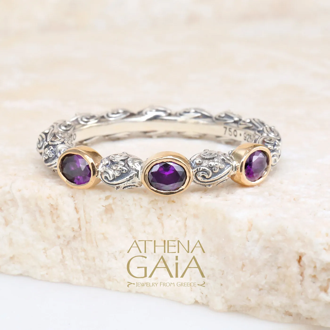 Meadow Breeze Triple Oval Stone Stackable Ring
