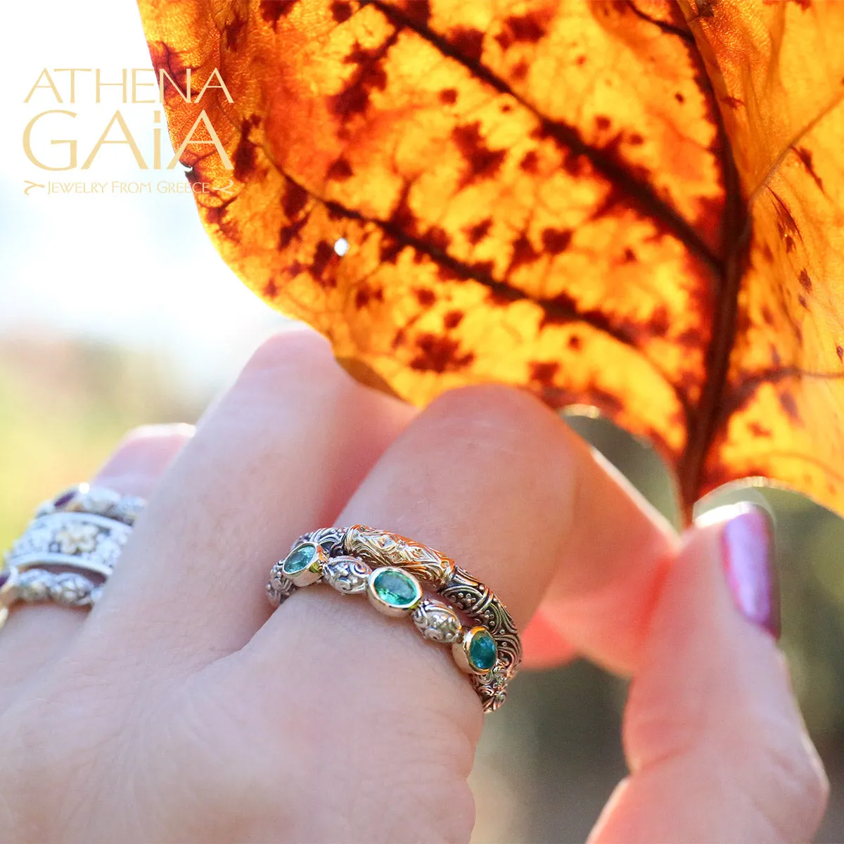 Meadow Breeze Triple Oval Stone Stackable Ring
