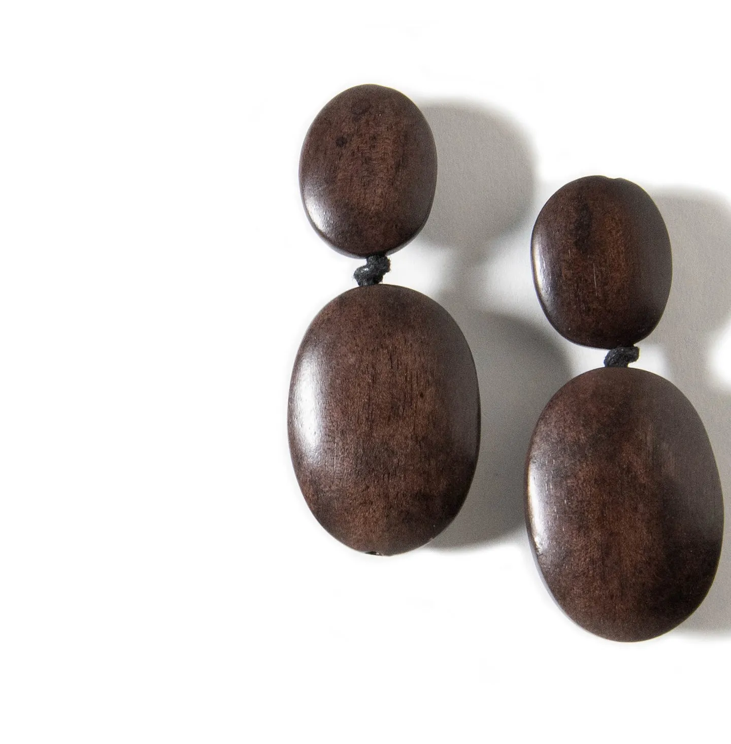MEDIUM SIZE DOUBLE DROP TIGER WOOD EARRINGS