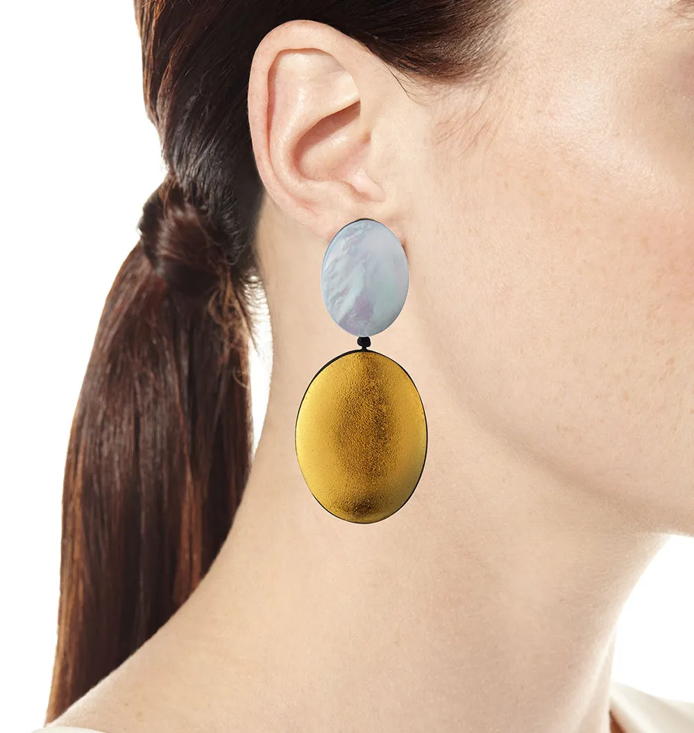 MEDIUM SIZE DOUBLE DROP TIGER WOOD EARRINGS
