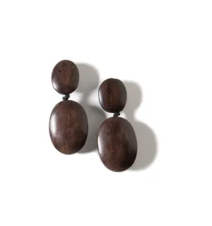 MEDIUM SIZE DOUBLE DROP TIGER WOOD EARRINGS
