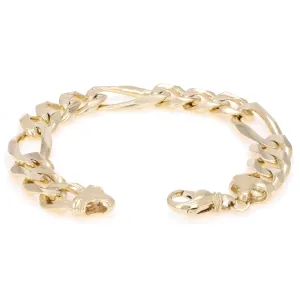 Men's 10k Yellow Gold Figaro Chain Bracelet Heavy Solid Gold 14mm Various Lengths