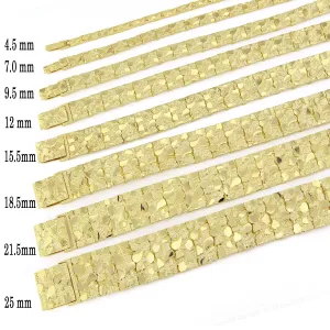 Men's 10k Yellow Gold Solid Nugget Bracelet Link 7.5-8" 21.5mm 57 grams