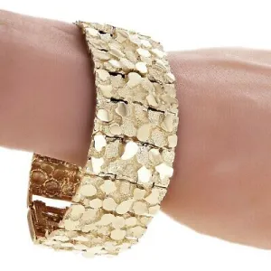 Men's 14k Yellow Gold Solid Chunky Nugget Bracelet Link 8"- 8.5" 31mm 123 grams