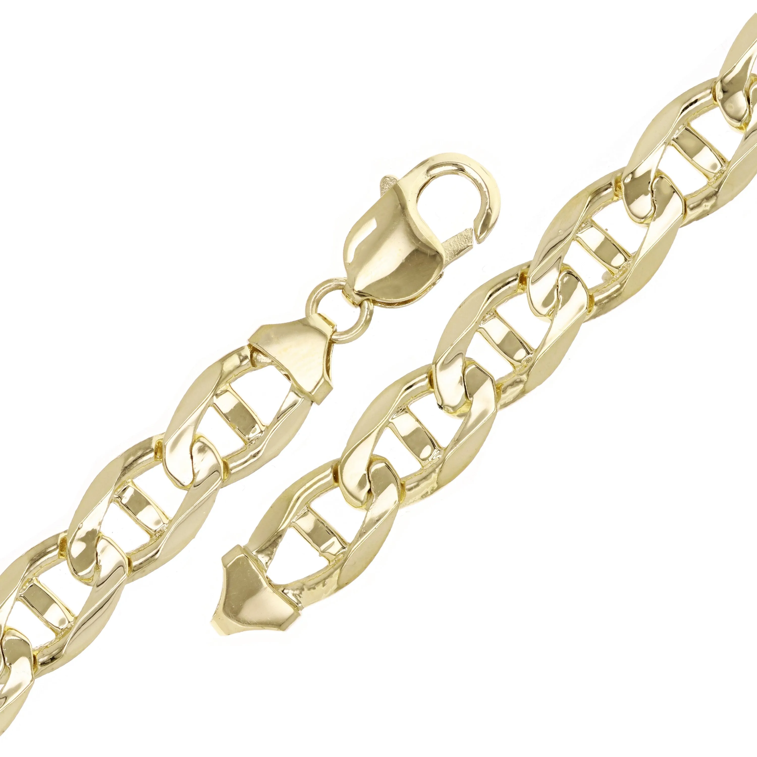 Men's 14k Yellow Gold Solid Mariner Bracelet Link Chain 10mm Various Lengths