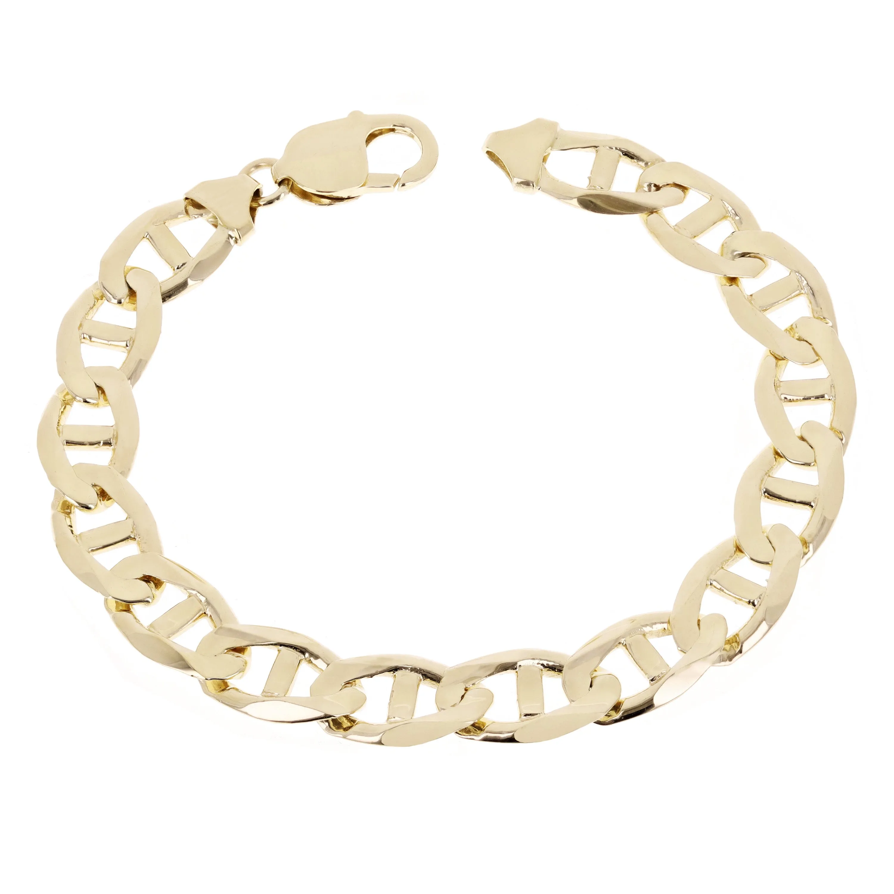 Men's 14k Yellow Gold Solid Mariner Bracelet Link Chain 10mm Various Lengths