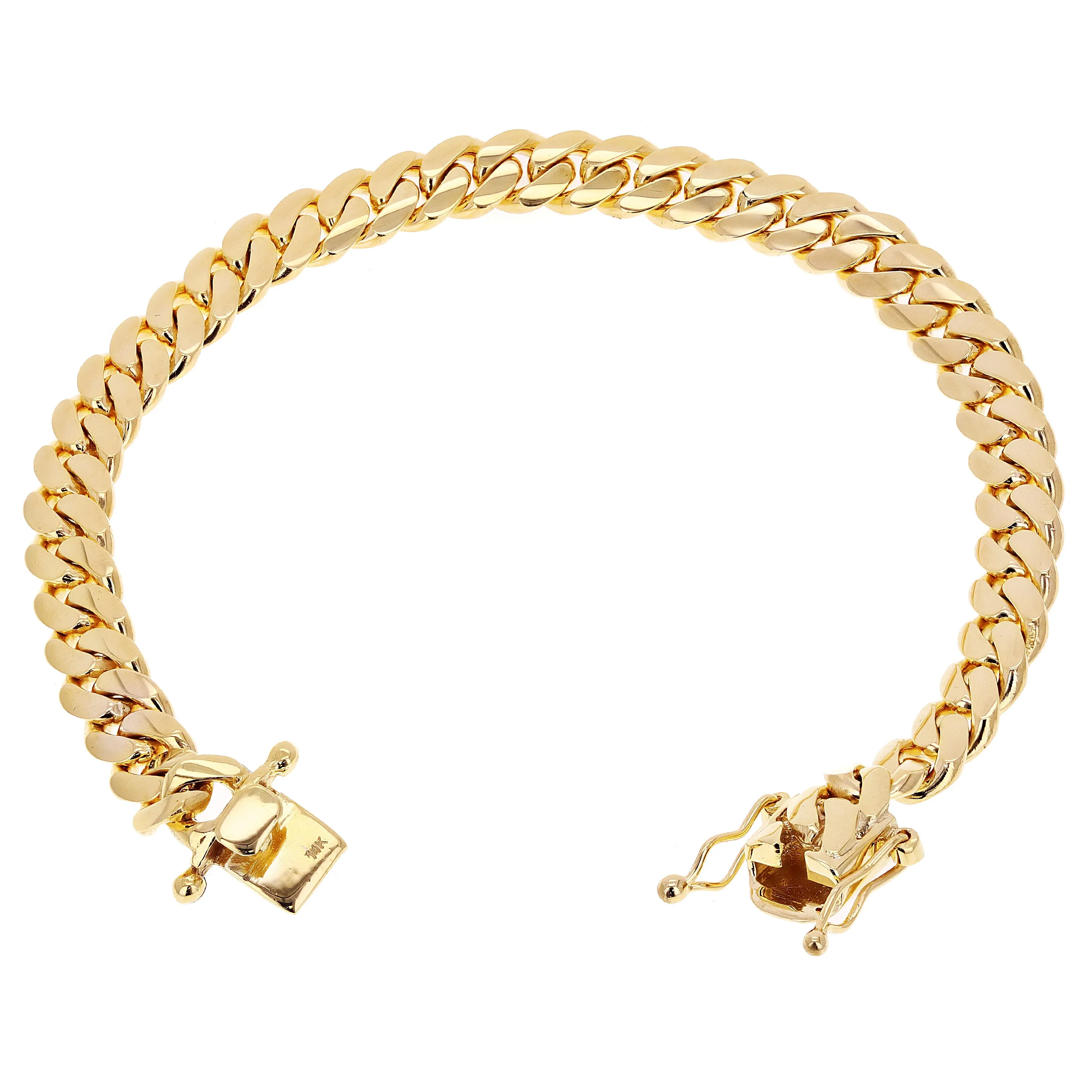 Men's 14k Yellow Gold Solid Miami Cuban Chain Bracelet 7" 7.8mm 37.3 grams