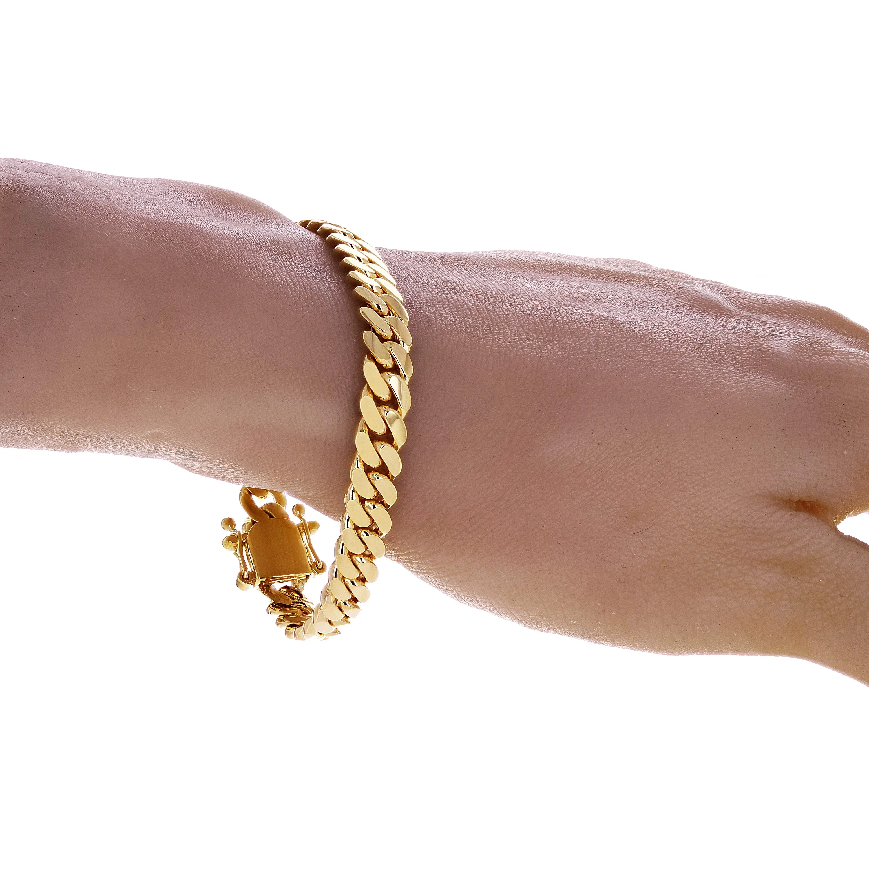 Men's 14k Yellow Gold Solid Miami Cuban Chain Bracelet 7" 7.8mm 37.3 grams