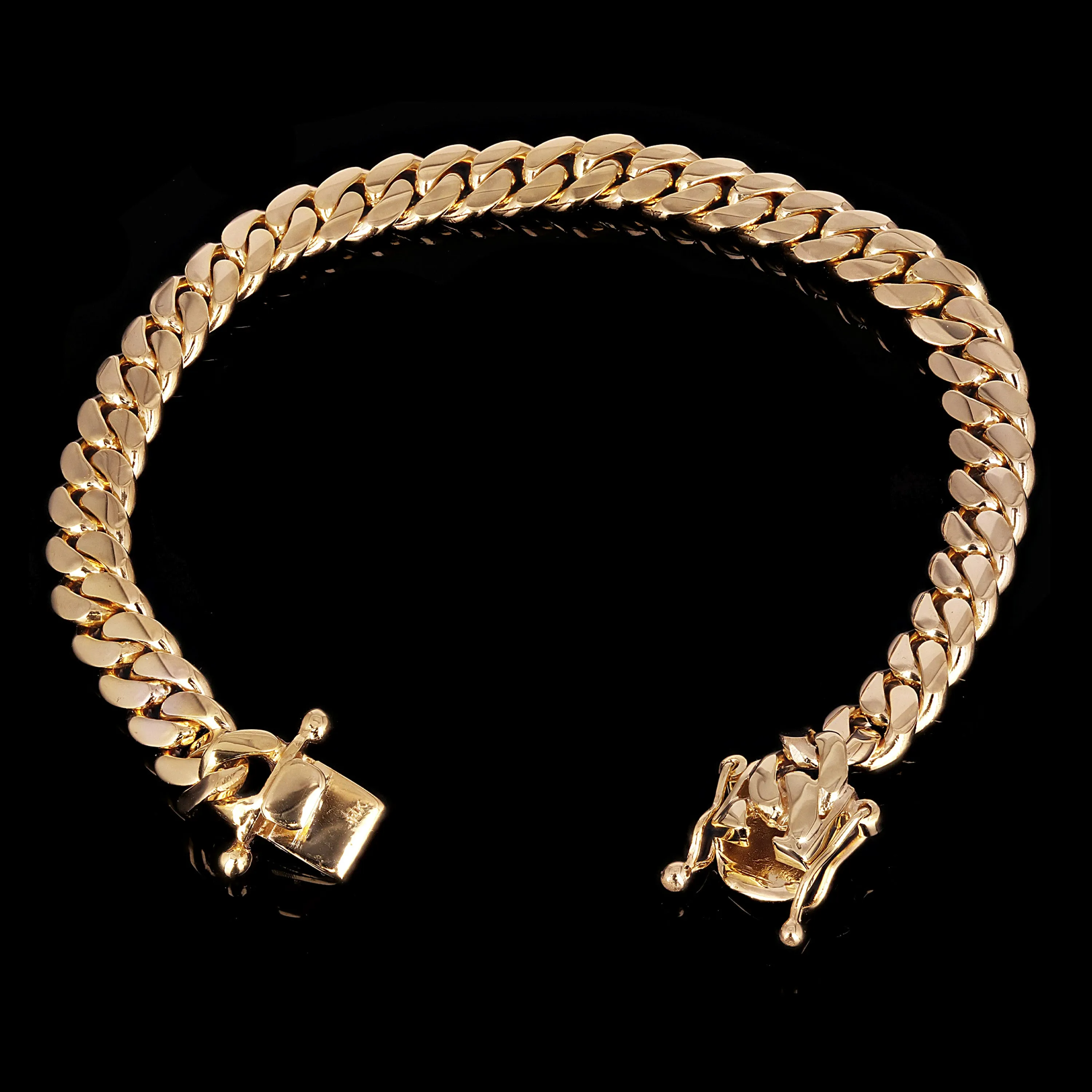 Men's 14k Yellow Gold Solid Miami Cuban Chain Bracelet 7" 7.8mm 37.3 grams