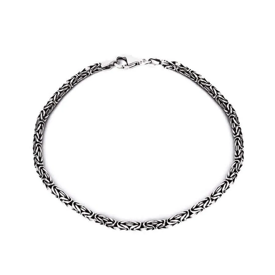 Men's Bracelet 3.5mm Sterling Silver Byzantine Chain