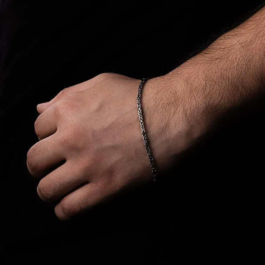 Men's Bracelet 3.5mm Sterling Silver Byzantine Chain