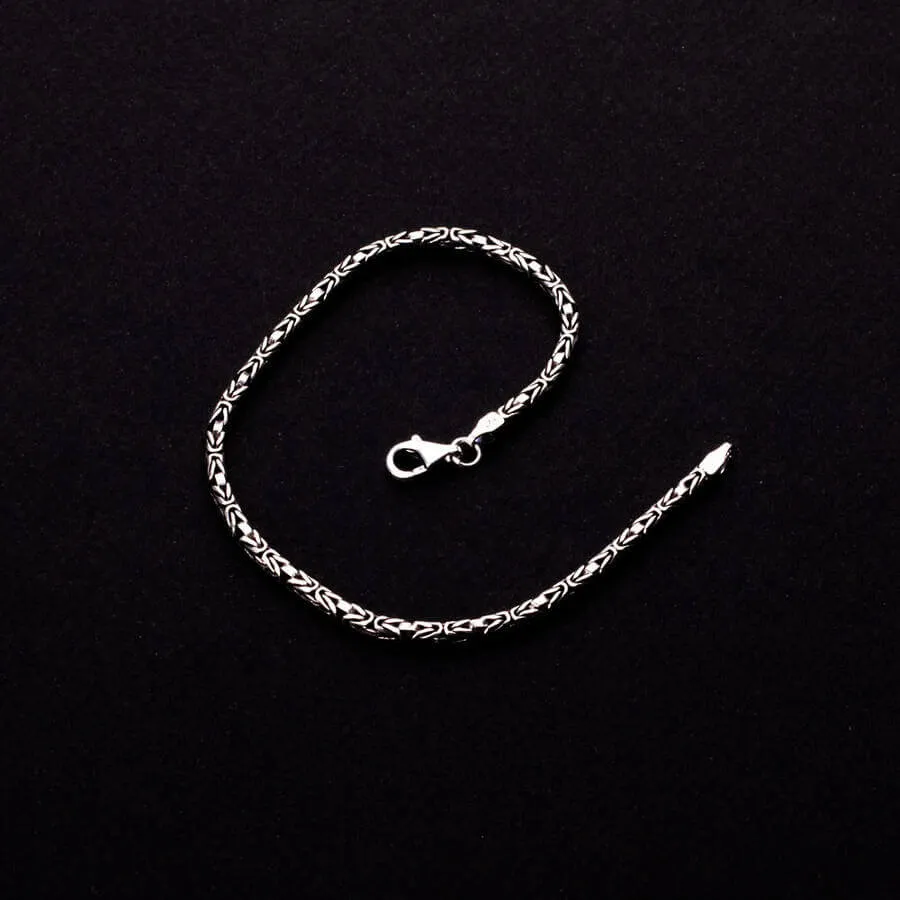 Men's Bracelet 3.5mm Sterling Silver Byzantine Chain