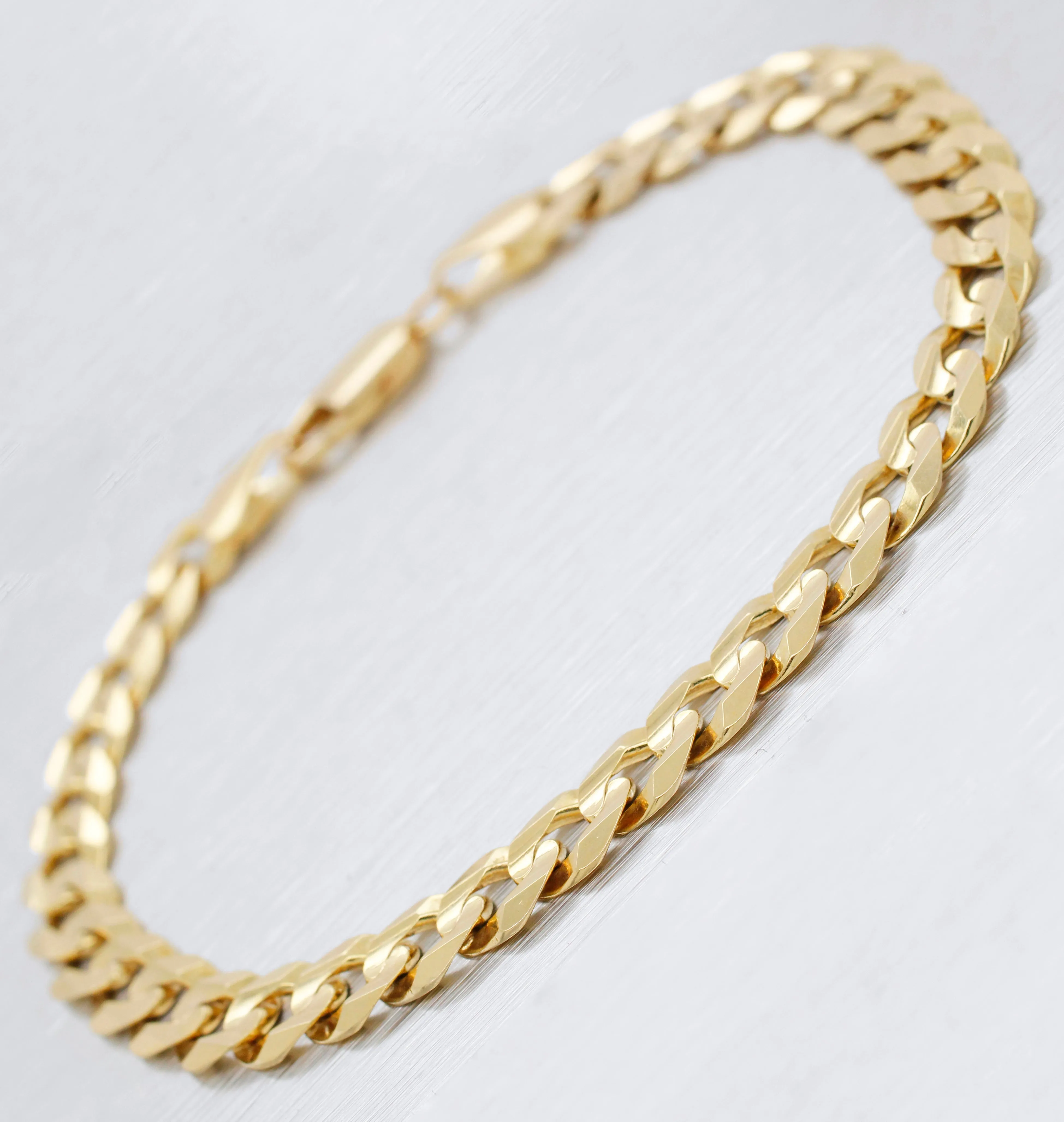 Men's Modern Solid 14k Yellow Gold Curb Link Chain Bracelet 8" - 12.6 Grams