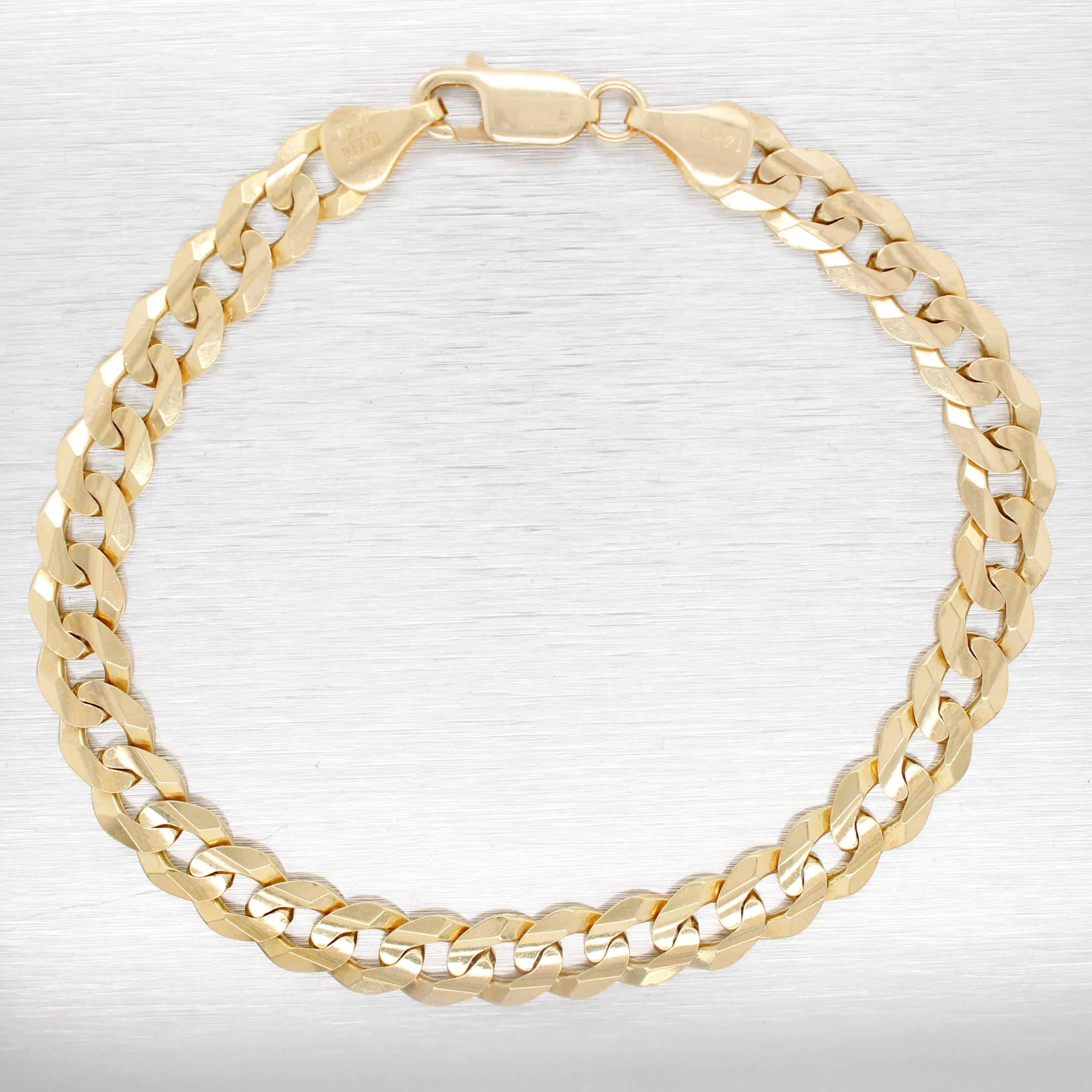 Men's Modern Solid 14k Yellow Gold Curb Link Chain Bracelet 8" - 12.6 Grams