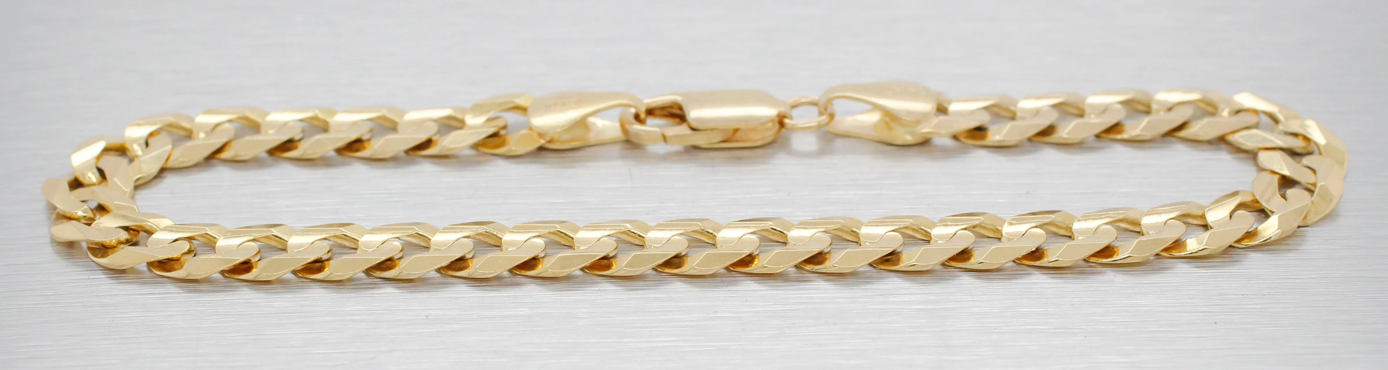 Men's Modern Solid 14k Yellow Gold Curb Link Chain Bracelet 8" - 12.6 Grams