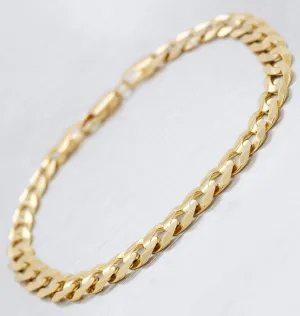 Men's Modern Solid 14k Yellow Gold Curb Link Chain Bracelet 8" - 12.6 Grams