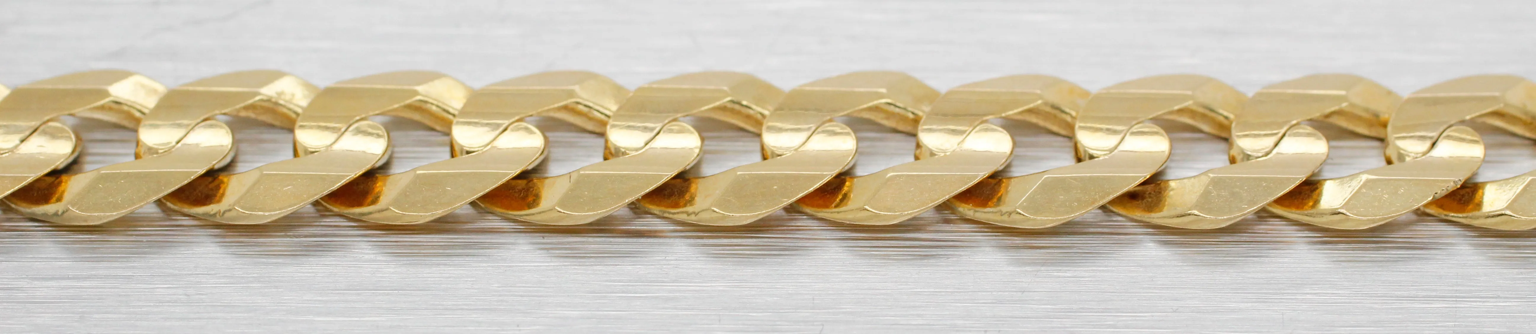 Men's Modern Solid 14k Yellow Gold Curb Link Chain Bracelet 8" - 12.6 Grams