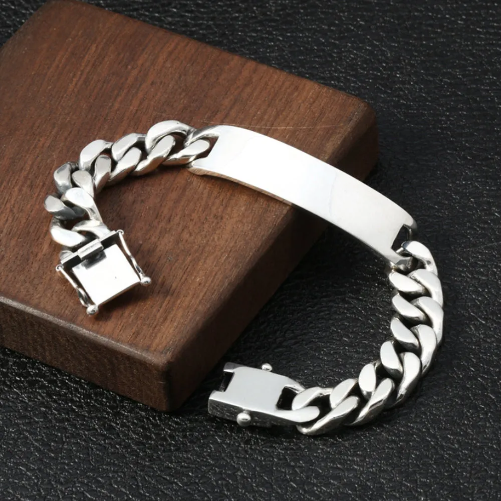 Men's Real Solid 925 Sterling Silver Bracelets Cuban Link Chain Punk Jewelry 7.9"