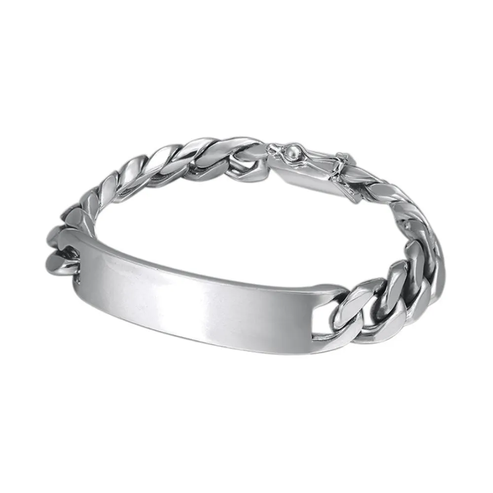 Men's Real Solid 925 Sterling Silver Bracelets Cuban Link Chain Punk Jewelry 7.9"