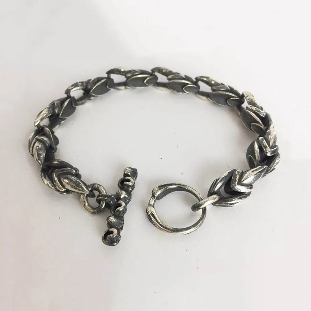 Men's Real Solid 925 Sterling Silver Bracelets Skulls Arrow Punk Jewelry 8.7"