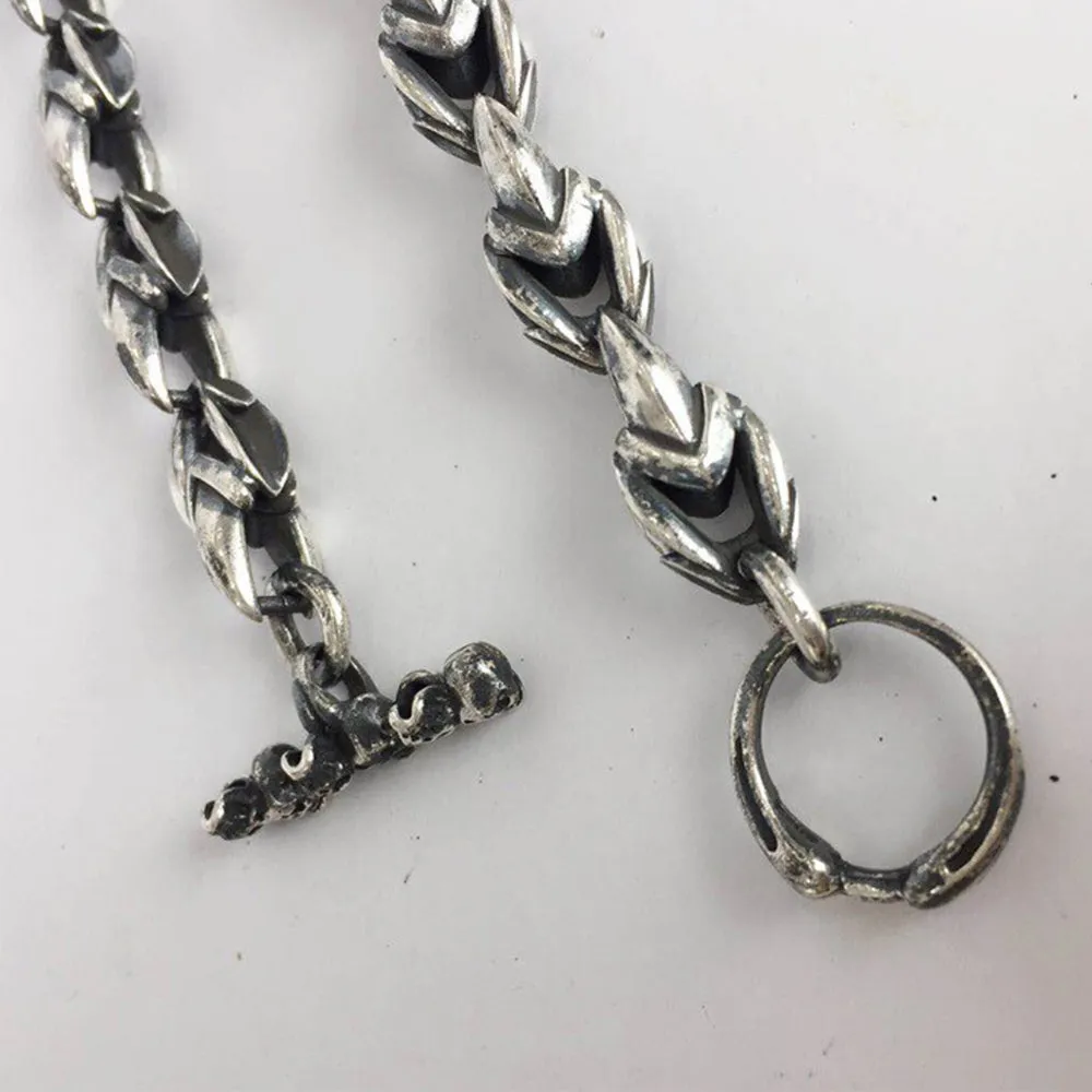 Men's Real Solid 925 Sterling Silver Bracelets Skulls Arrow Punk Jewelry 8.7"