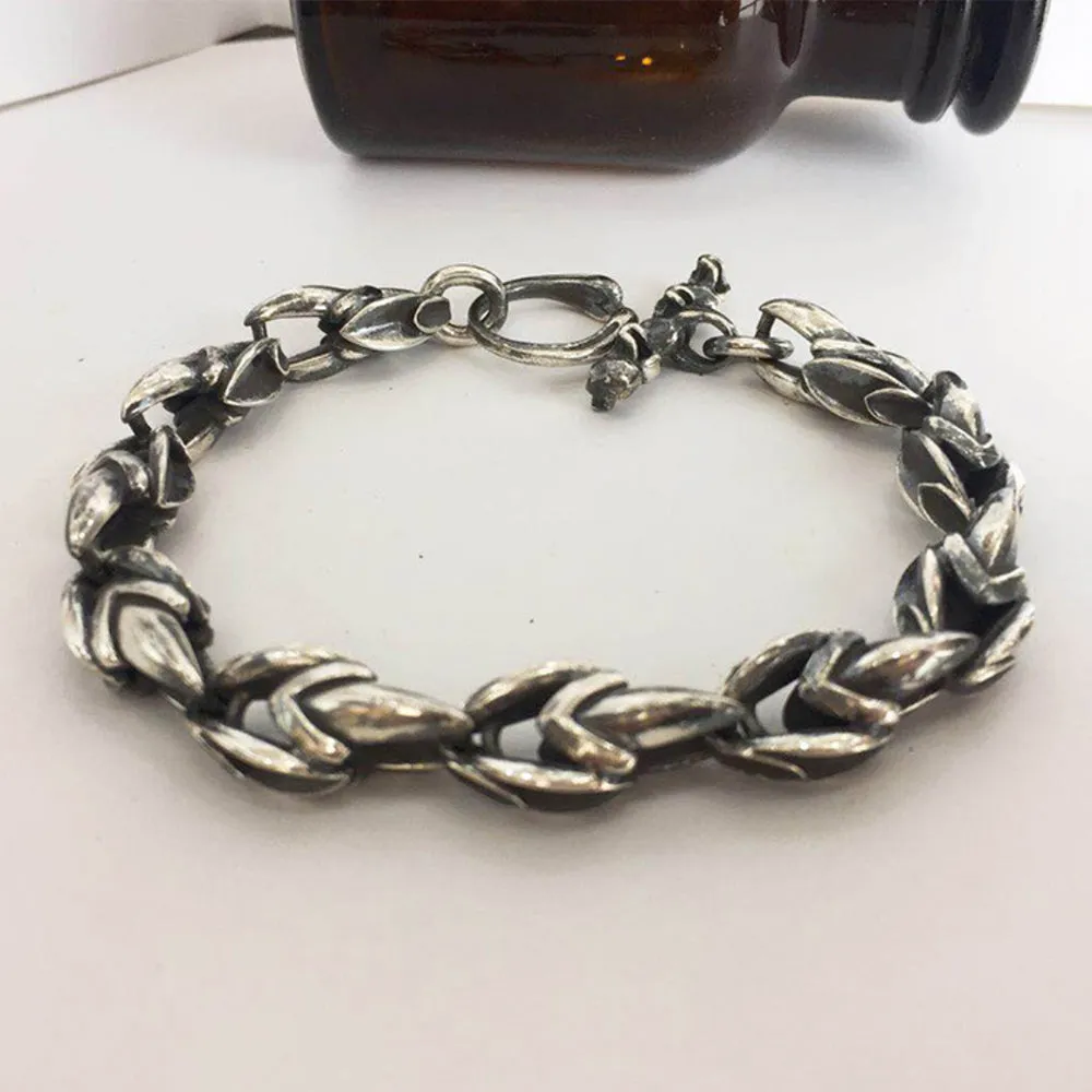 Men's Real Solid 925 Sterling Silver Bracelets Skulls Arrow Punk Jewelry 8.7"