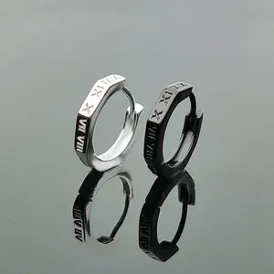 Men's Silver Hoop Earrings | Roman Numeral Design
