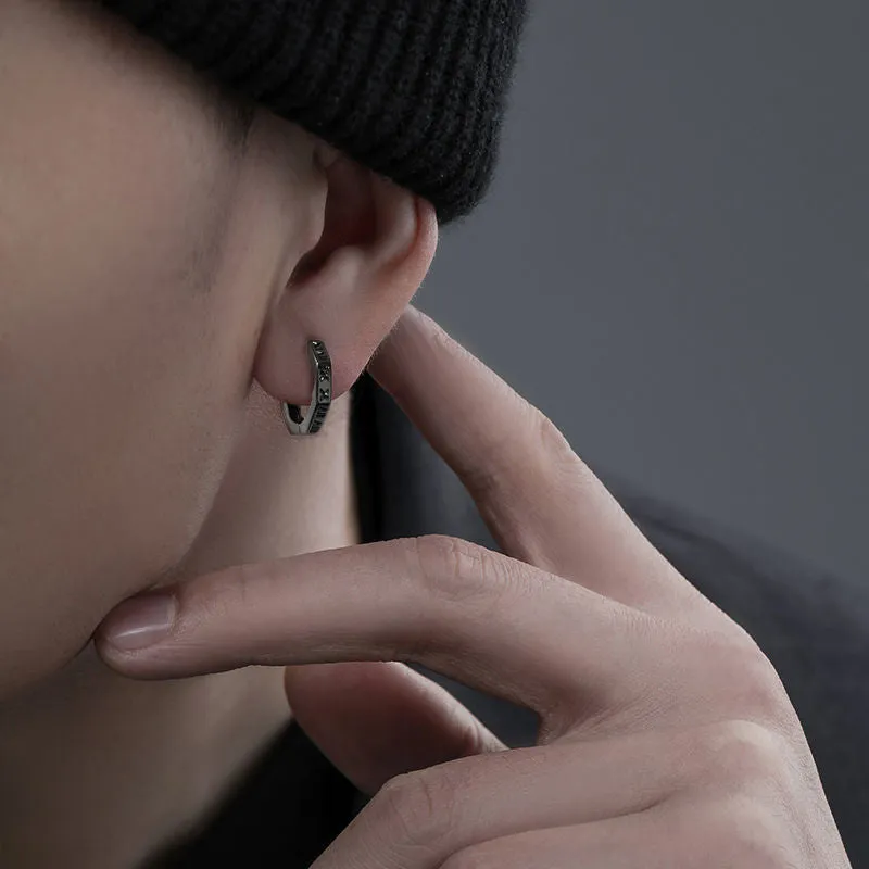 Men's Silver Hoop Earrings | Roman Numeral Design
