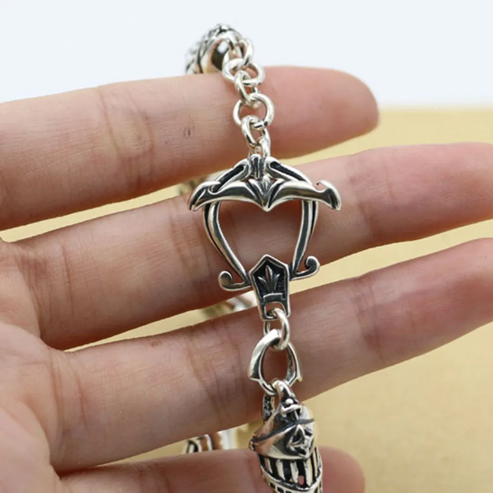 Mens Women‘s Real 925 Sterling Silver Bracelets Link Skulls TO-Buckle 7.1"-9.4"