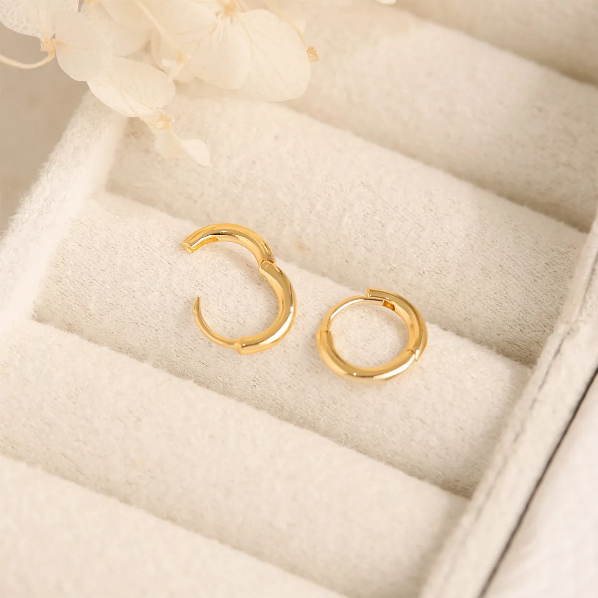 Micro Round Huggie 14K Gold