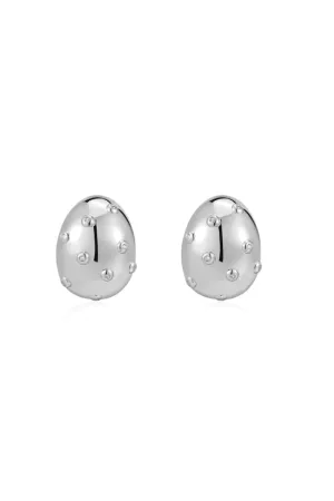 Mini Pave Molten Studs -Silver