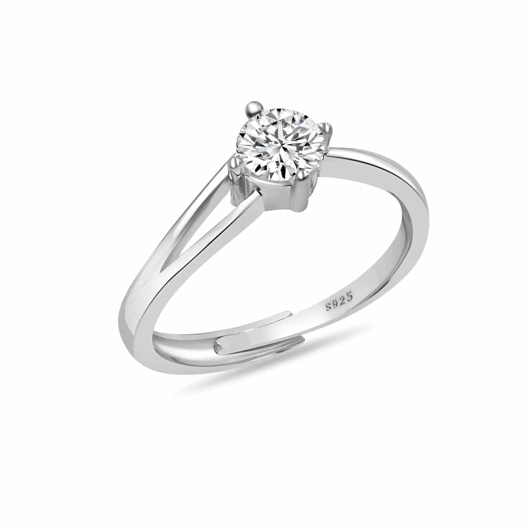 Minimal Pure Silver Solitaire Ring